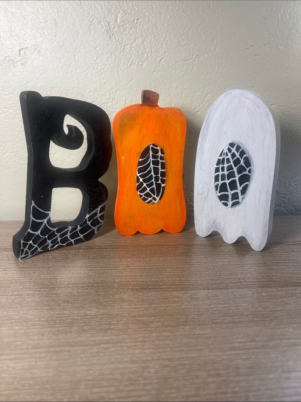 Hand Painted Wooden Halloween "BOO" Sign Set | Custom Artisan Decor
